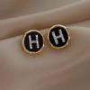 Silver Needle Alphabet Earrings Women's Exquisite Small Temperament Earrings Fashion Advanced Sense Simple Versatile Daily Earrings