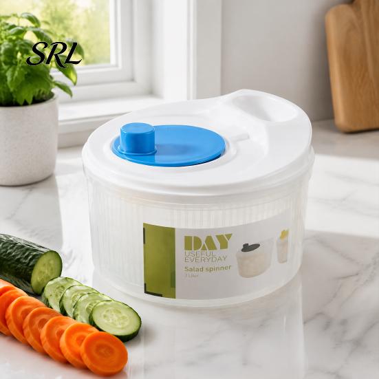 Kitchen Essential for Salad Vegetable Spinner, Manual Quick Drying Fruit Washer, Multi Functional with Spinner Slicing Blade Design, Dryer Lettuce