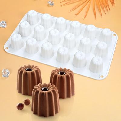 12/15/18 Löcher Silikonformen zum Backen Canelés Pudding Mousse Schokolade Eis Kuchen Dekorationsform Küchenwerkzeuge