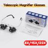 Watch Jeweler Repair Magnifier LED Light Head-Mounted Headband Adjustable Magnifying Head Eye Glasses Loupe Lens 8X 15X 23X