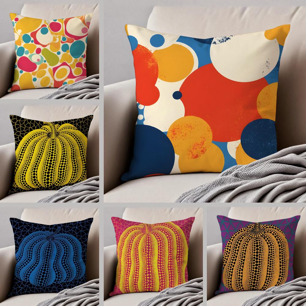 DOT ART YYAYOI KUSAMA Cushion Cover Throw Pillow Cover Hidden Button Durable Polyester Chair Cushion