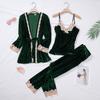 Velvet Pajama Set Women's 2 Piece Robe Pajama Set Pajamas Women's Winter Velvet Bathrobe Dress