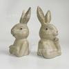 Pastoral resin rabbit 2-piece set, desktop decoration ornament, retro and old American country garden statue