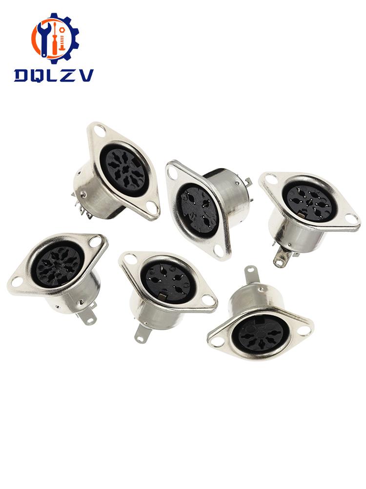 Metal 3 4 5 6 7 8 Pin DIN Female Socket Hulled Panel Mount Chassis Connector Soldering Iron