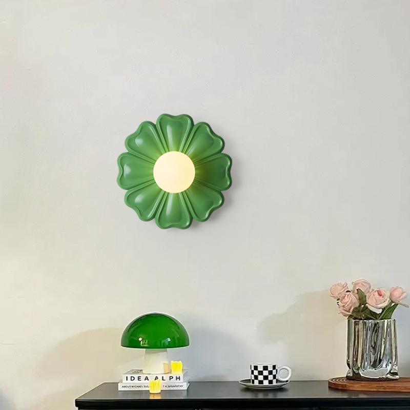French Cream Style Flower Wall Lamp Girl Children's Room Bedroom Bedside Lamp Creative Simple Living Room Background Wall light