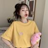 Purple t-shirt women's short-sleeved new summer Japanese gentle Korean chic top loose printing ins tide