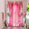 2D Gauze Curtain Printing Pink Shower Curtain, Bathroom Shower Waterproof Curtain with 12 Hooks, Home Decoration, Free Delivery