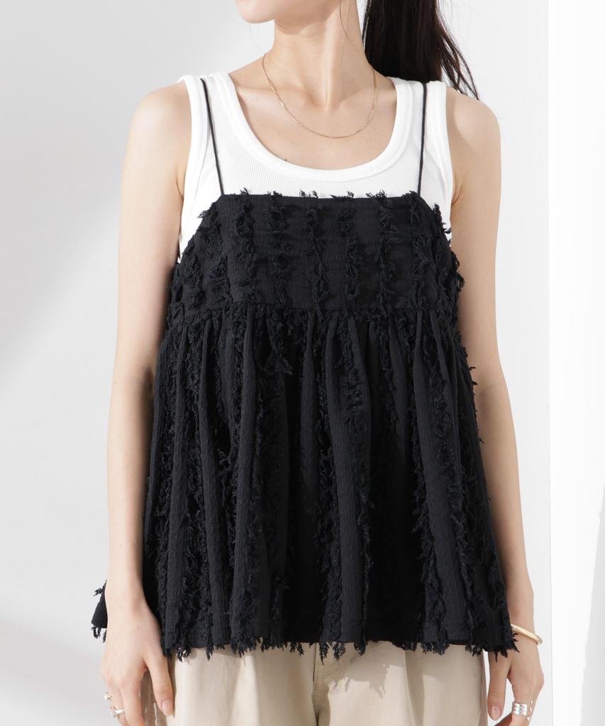 Nano Universe Fringe Camisole F Women's Bustier, 037, Ivory, 673-5121306