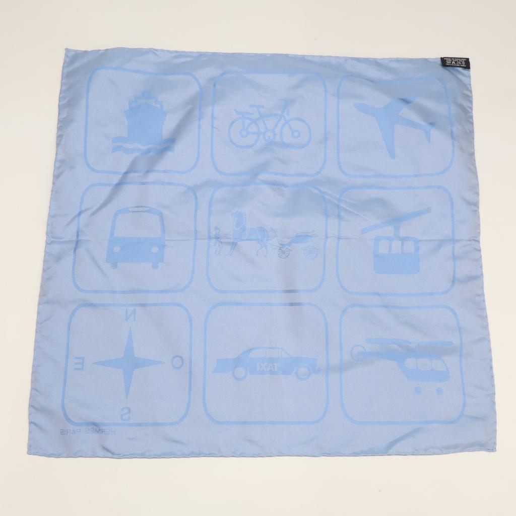HERMES [Beautiful Condition] Icon Pattern Silk scarf Light blueUsed