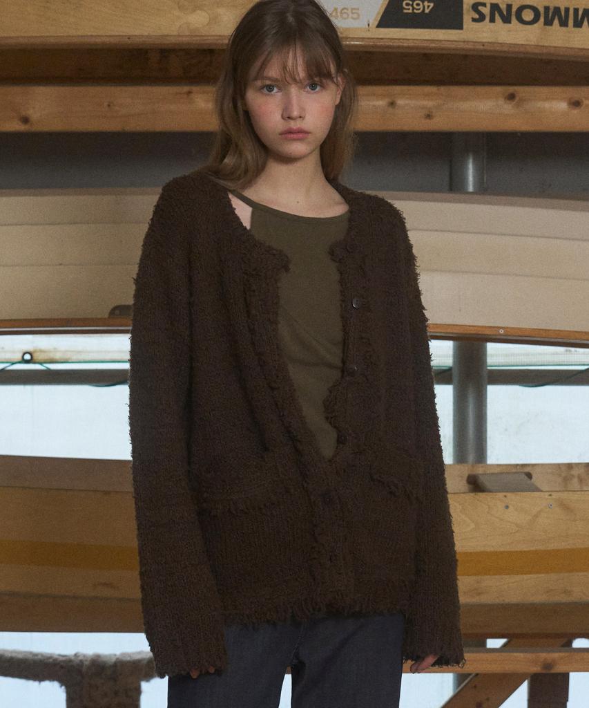 Andneeds Allen Tweed Cardigan (Dark Brown)