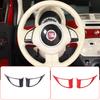 ABS Carbon fiber/Red Car Steering Wheel Button Frame Decorative Sticker For Fiat 500 2010-2015 Car Accessories