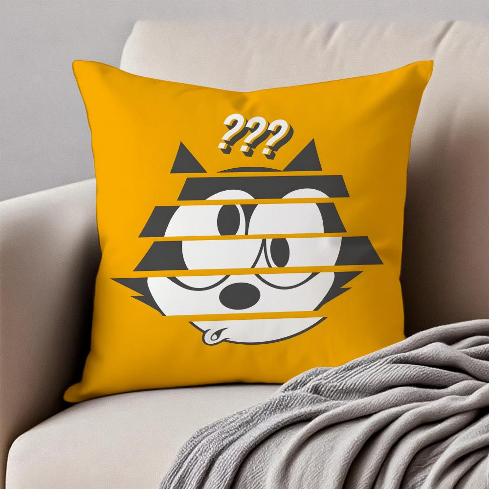 Cute and Classic Animation FFelix the Cats Cushion Cover Pillowcase Antidustmite Invisible Zipper Short Plush Sofa Cushion