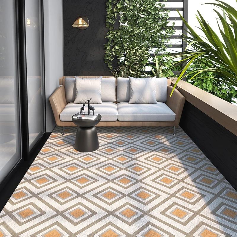 Vintage Plaid Kitchen Rug Geometric Carpets for Living Room Bedroom Decoration Waterproof Home Balcony Bathroom Floor Mat Decor