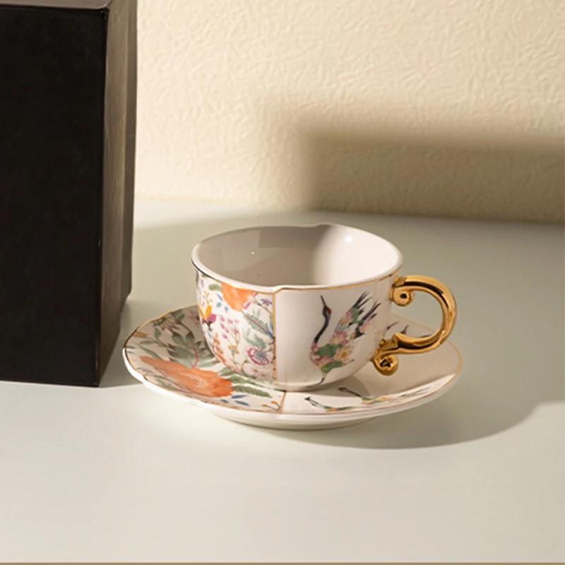 Retro-Kaffeetassen aus Keramik mit goldenem Rand, leichte Luxus-Kaffeetasse für Restaurants, Nachmittagstee, High-End-Party, exquisite Teetasse