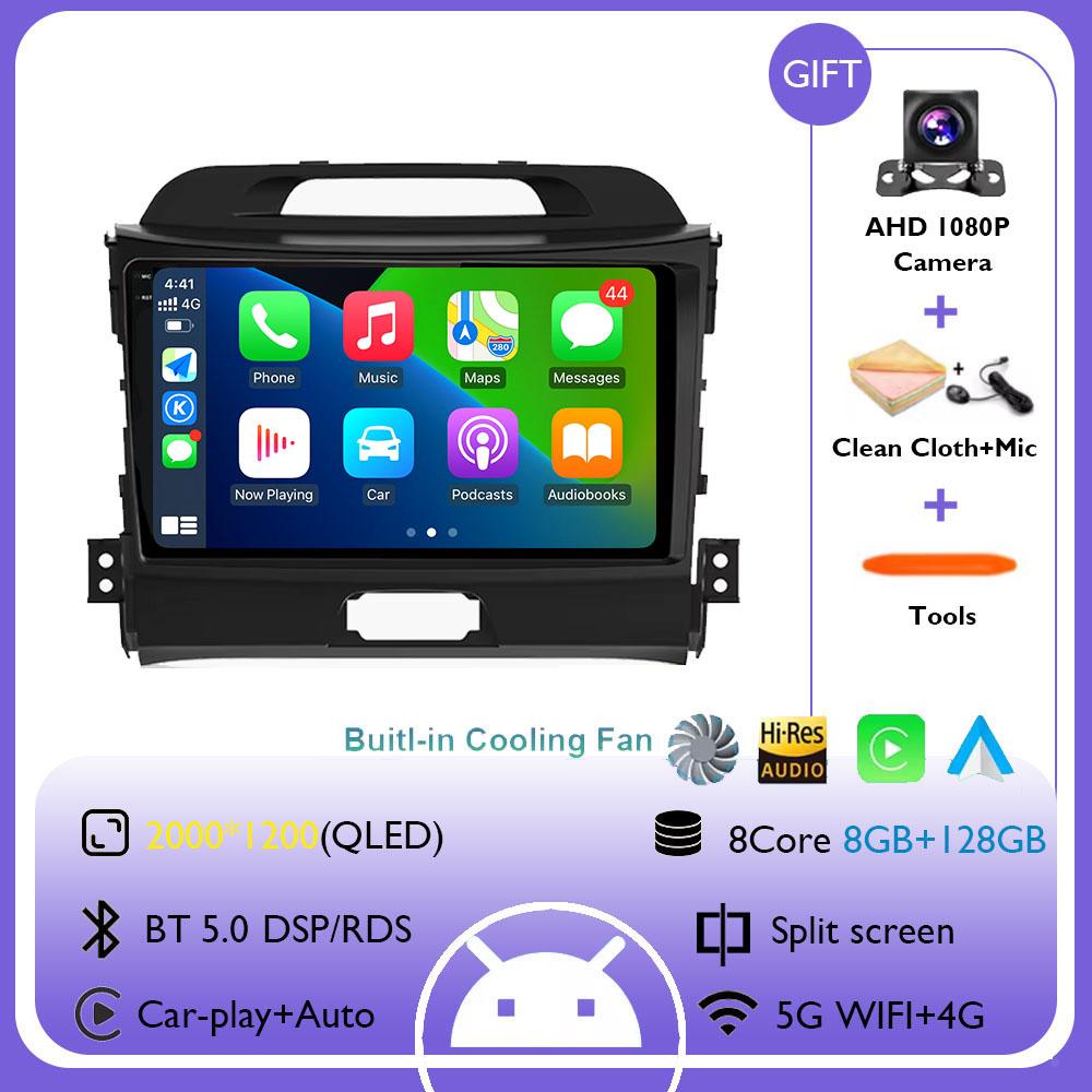 9Inch Android 14 Wireless CarPlay Auto Car Radio for KIA Sportage 3 2010-2015 2016 4G+WIFI Multimedia Video Player GPS Autoradio