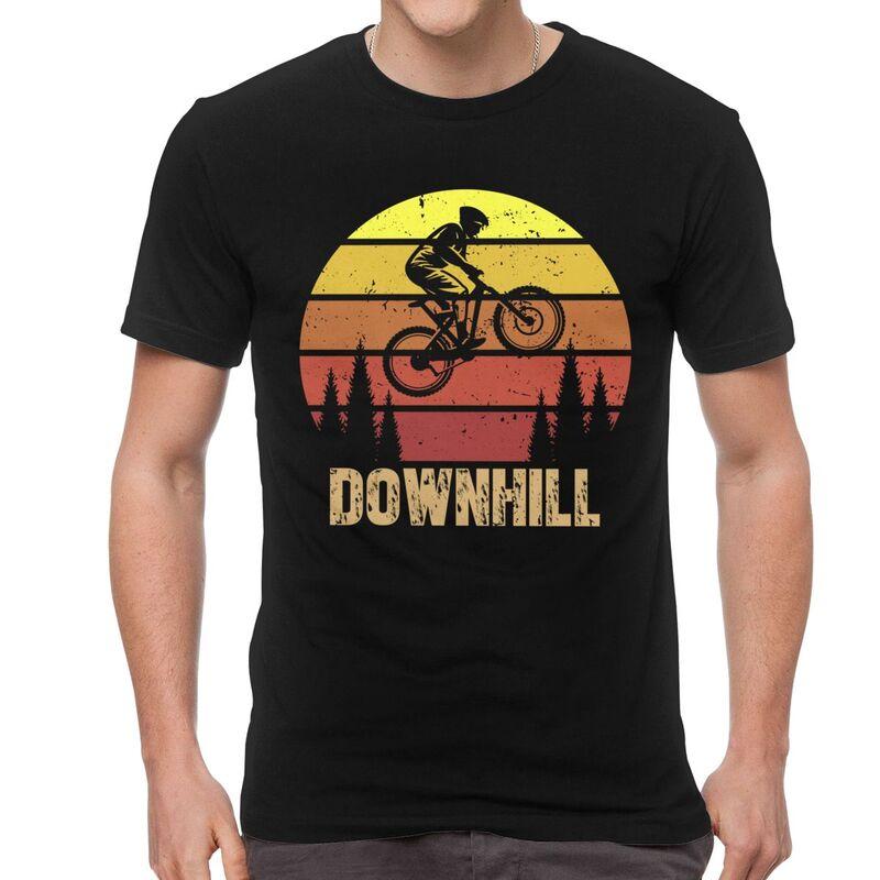 Retro Vintage Mountain Bike TShirt for Men Cotton Printing Man Tshirt Fashion Oneck Short Sleeve MTB Downhill Biking Tees Tops