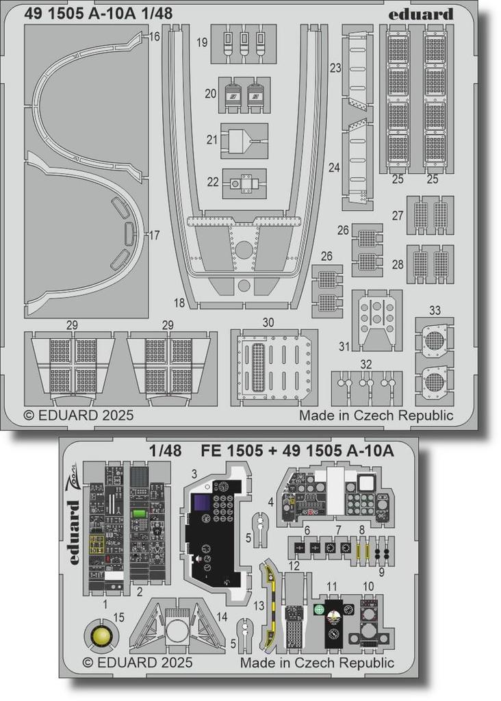 Eduard 1/48 A-10A Etching Parts (for Great Wall) Plastic Model Kit EDU491505 (Airplane)