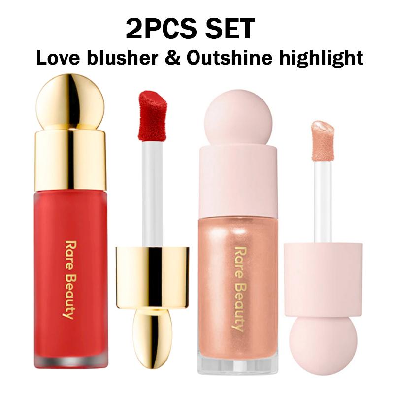 Rare Beauty Vloeibare Blusher en Vloeibare Luminizer Bundel Set Enchant Enlighten Highlighter Happy Joy Lucky Love Hope Blush Cadeau