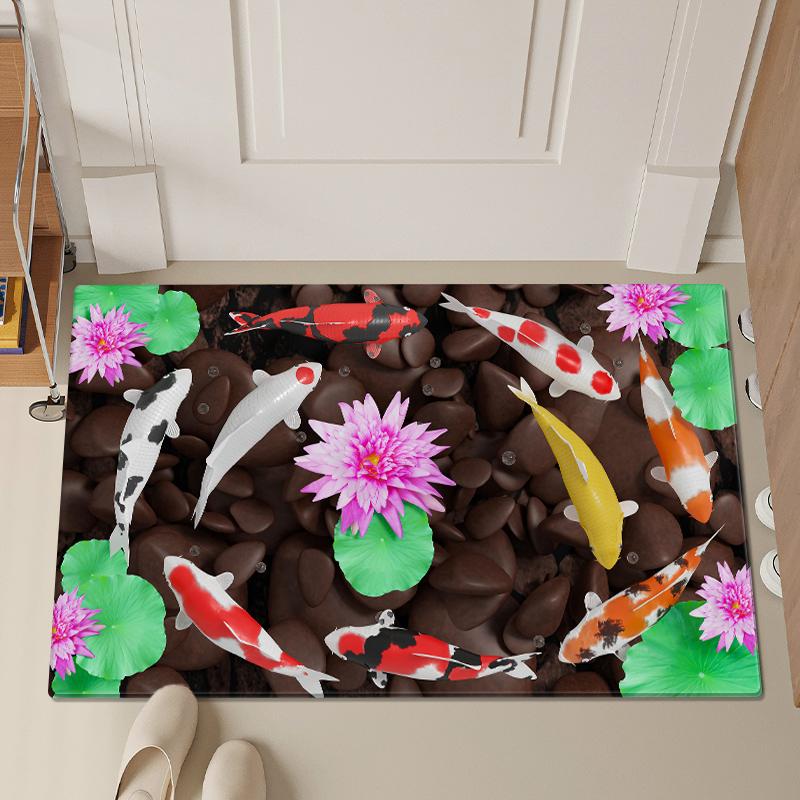 

.3D Кои Рыба Принт Коврик Для Ванной Впитывающий Пенный Коврик С Эффектом Памяти Для Кухни Пол Прачечная Мягкий Коврик Для Спальни Прикроватный Коврик 40x60cm