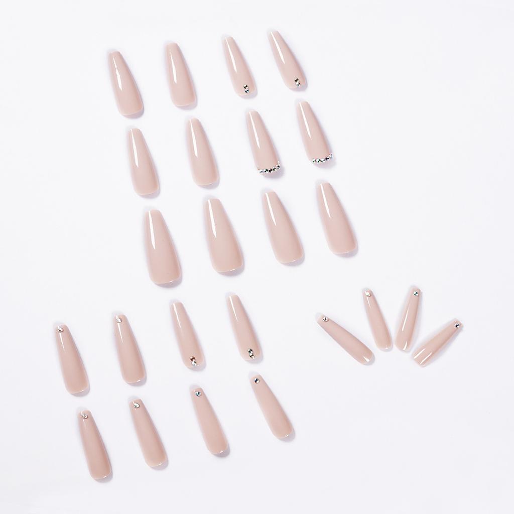 Evaporated milk brown full diamond long ballet wearing nail finished fake nail manicure patch nail patch waterproof and removable