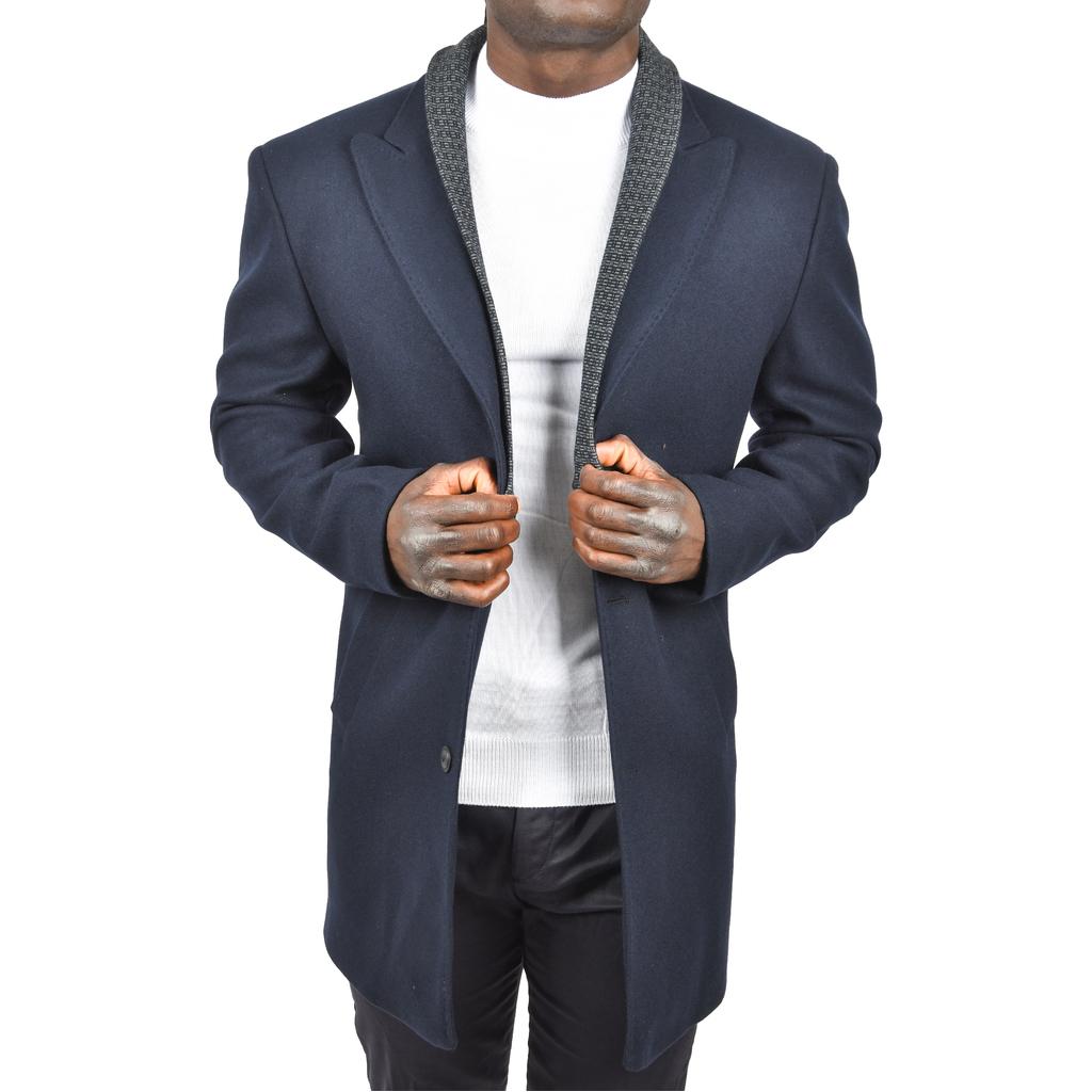 DeepSEA Çift Yaka Yakası Çıkabilen Dar Kesim Düğmeli Uzun Kaşe Kaban 2407001