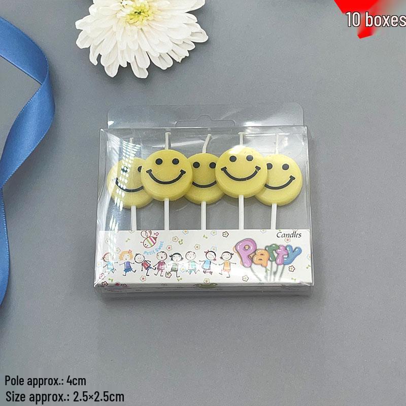 Retro Colorful Print Birthday Candle with Colored Flame for Cake Decoration