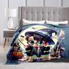 1pc Chibi Wizard with Pumpkin and Books Cartoon Blanket,Portable Throw for Travel & Camping, All Season Cozy Blanket,Ideal Gift