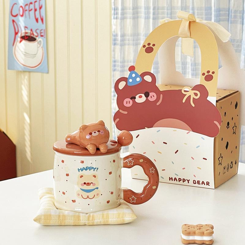 Cute Little Bear Mug High Appearance Level Ceramic Cup Design Sense Breakfast Cup Milk Cup  Gift Box As A Souvenir