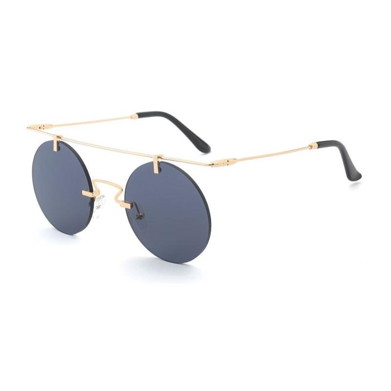 Fashion Luxury Ladies Round Sunglasses Metal Frame Rimless Designer Sun Glasses Retro Women Shades