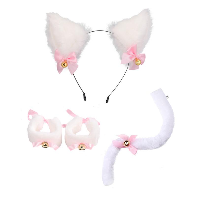 Cat Ear Bell Headband & Choker Set with Tail - Halloween Party Accessories