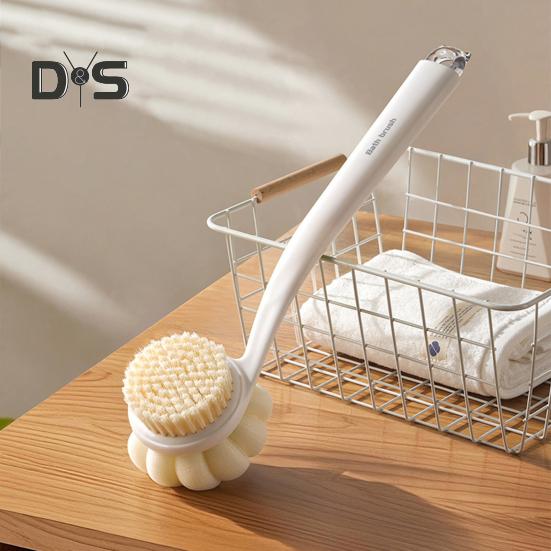 Bath Scrub Brush with Extended Anti-Slip Handle Double-Sided Back Rub Exfoliation Back Scrubber Three-dimensional Massage Brush