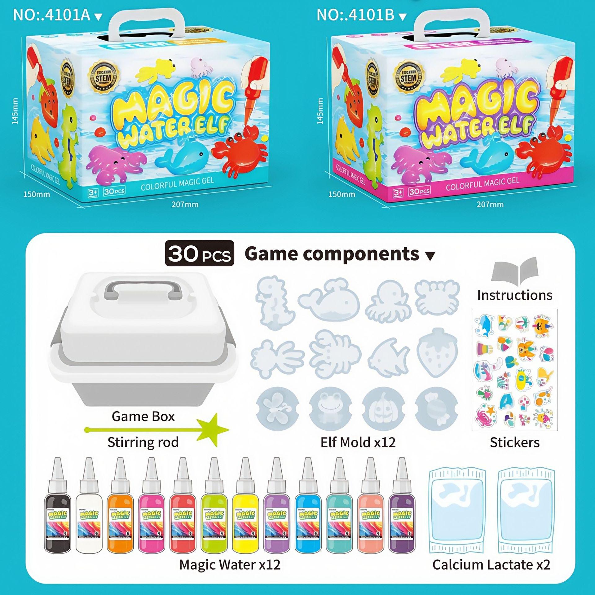 

Cross Magic Water Gel Toy Set: Handmade DIY Watercolor Doodle with Magical Water Babies. 30-Piece Set - Blue Packaging