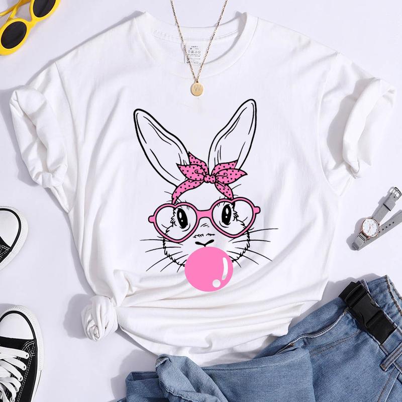 Coquette Bunny Print Women T-shirt Tshirt Summer Bunny Graphic Fashion Female T Shirts Woman Clothing Rabbit Cartoon Clothes