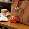 Handcrafted Leather Keychain Symbolizing Good Luck and Prosperity Horse Pendant Key Ring for Couples and Car Owners