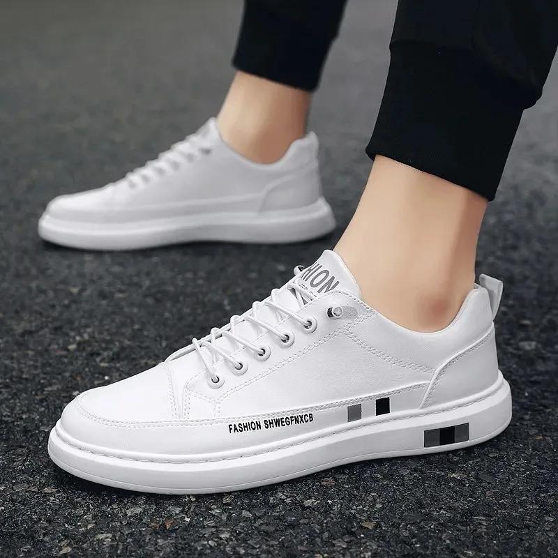 Leather Casual Shoes for Men Elastic Band Slip-on Men's Board Shoes Non-slip Wear-resistant Male Flats 2024 Men Driving Shoes