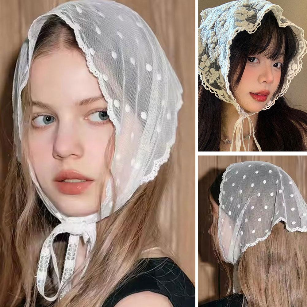 Lace Triangular Scarf Hair Band Headscarf Veil 2025 Belt Ribbon Edited Hair Hair Band Accessories Korean Girl Women Kerchief