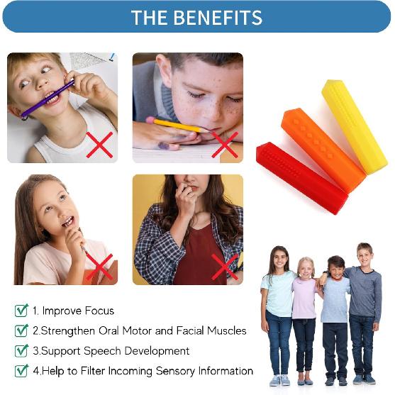 Sensory Pencil Toppers for Sensory Kids, Boys and Girls, Silicone Fidgets Pencil Covers for Autism, ADHD, SPD, or Special Oral Motor Needs