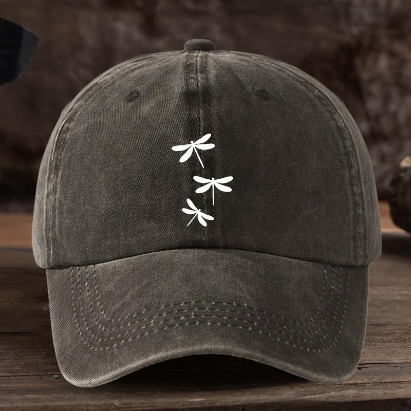 

Funny Three Dragonfly Print Baseball Hat Fashionable Versatile Peaked Cap Men s Outdoor Hat коричневий