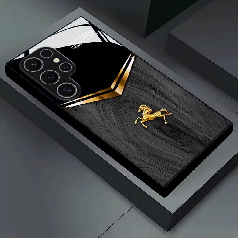 High-end business style imitation wood pattern Pegasus Galaxy S20 Ultra glass mobile phone case processing and production case
