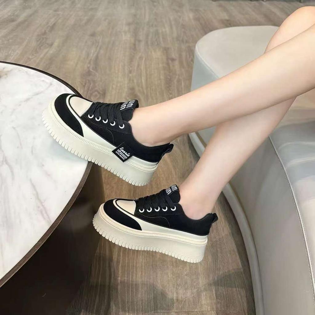 Women's Spring New Thick Baseplate Shoes Women's Shoes Versatile and High Student Sports and Leisure Shoes Women