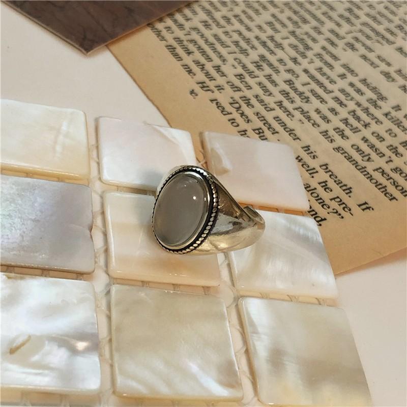 Design Unique Open 925 Silver Ring With Vintage Charm And Striking White Agate Gemstone Women For