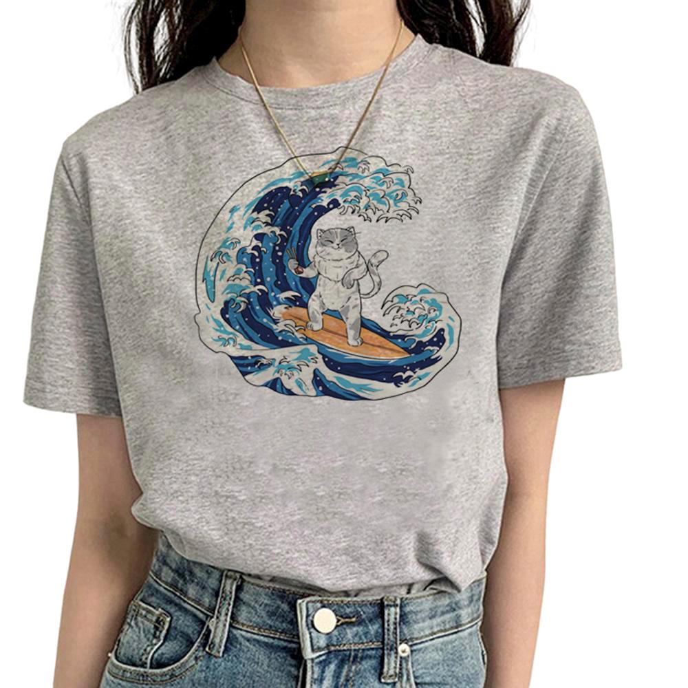 Funny Cat T Shirt Women Comic Tee Girl Funny Clothing