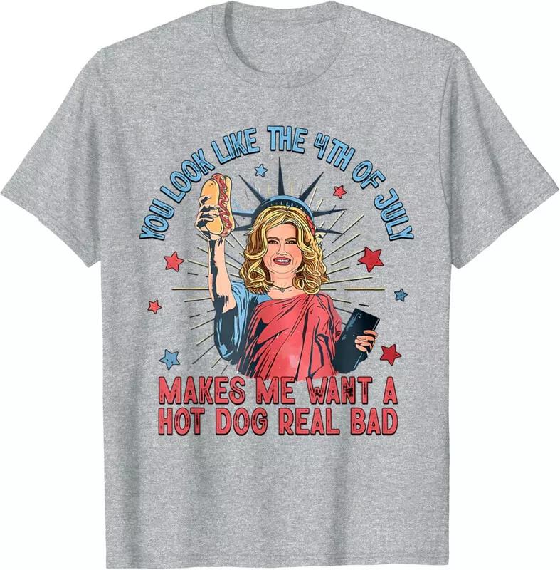 

Funny Makes Me Want A Hot Dog Real Bad 4th Of July T-Shirt XL