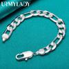 925 Sterling Silver 12mm Side Chain Bracelet Fashion Jewelry MB116