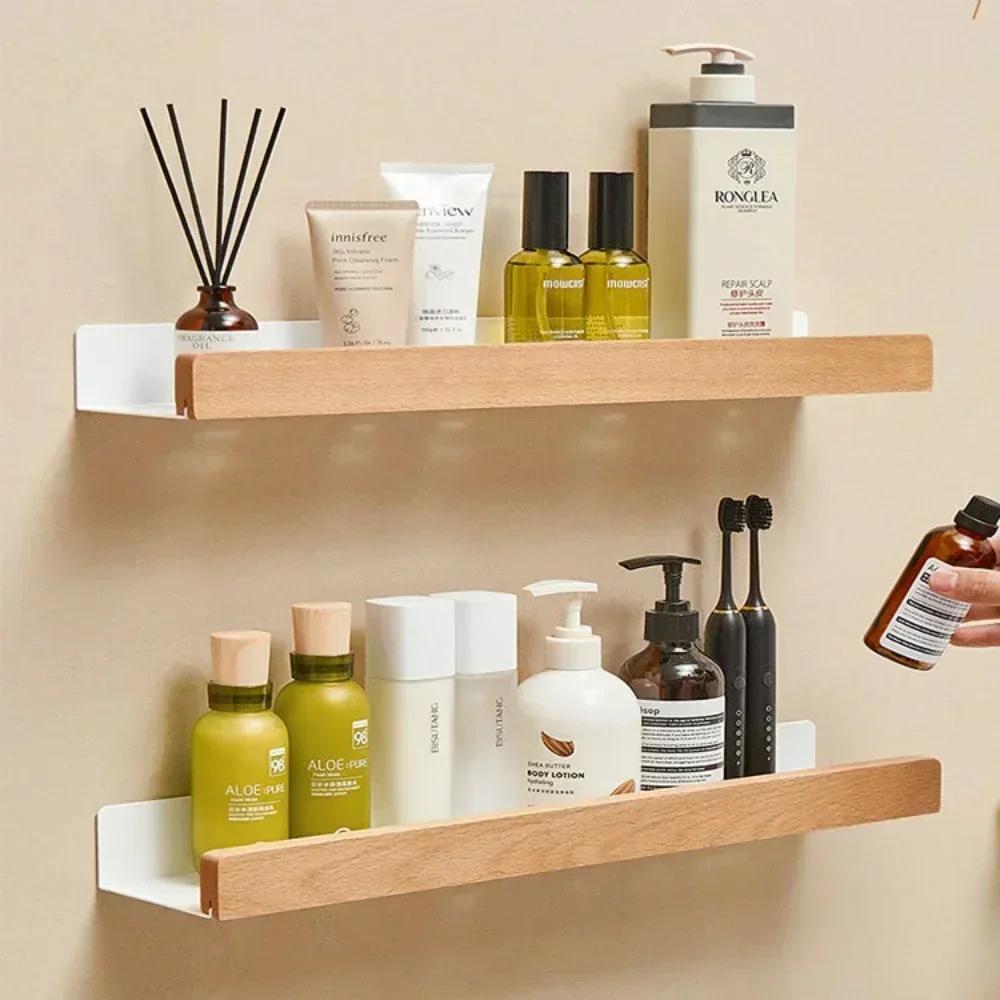 Wood Wall Mounted Shelf Wall Mounted Toilet Shampoo Holder Kitchen Shelf Shower Solid Wood Corner Shelves Organizer Storage Rack
