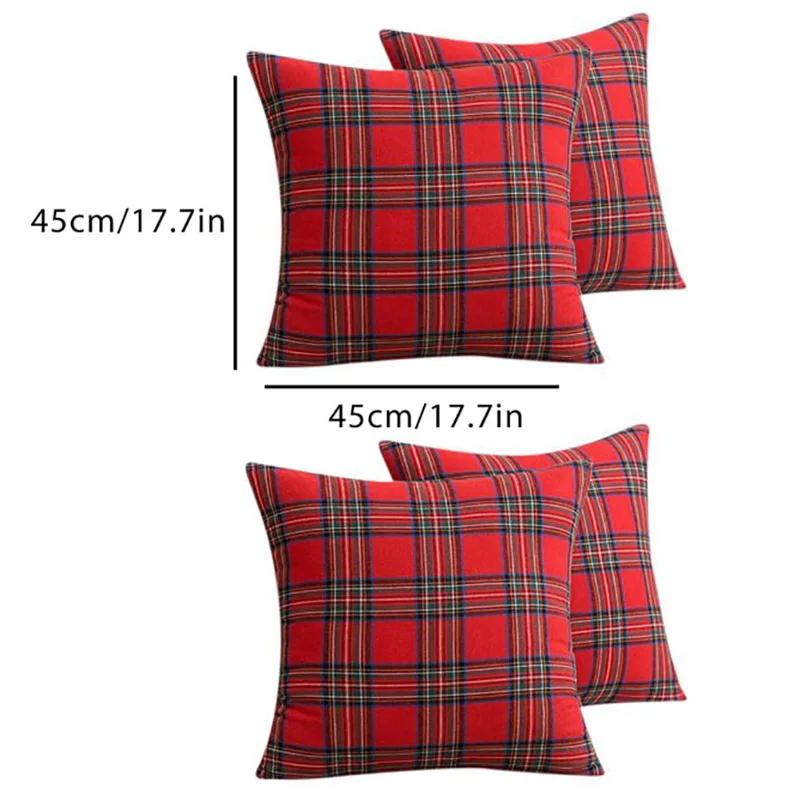 Christmas Pillow Cases Scottish Tartan Plaid Cushion Covers Bed Sofa Pad Party Decor Throw Pillow Cover Holiday Decors 45/50cm