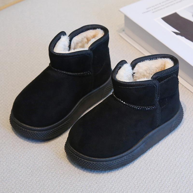 Barnesnøstøvler 2025 vinter nye gutte korte støvler foret og tykkere jente bomullsstøvler varme baby bomullssko