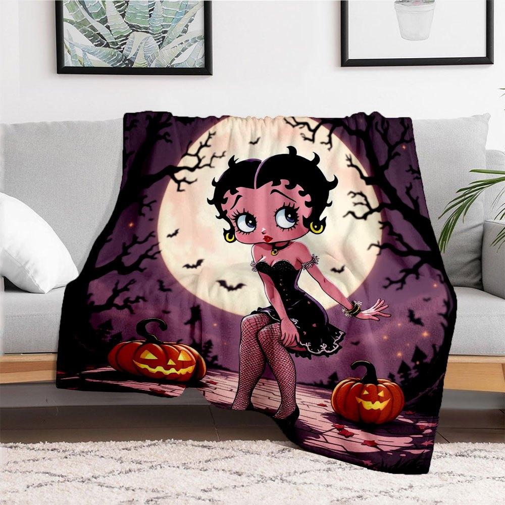 Halloween Betty Boop Pokrowiec na Telefon Koc Flanelowy Rzut do Sofy, Łóżka, Podróży, Kempingu, Biura, Kanapy, Krzesła