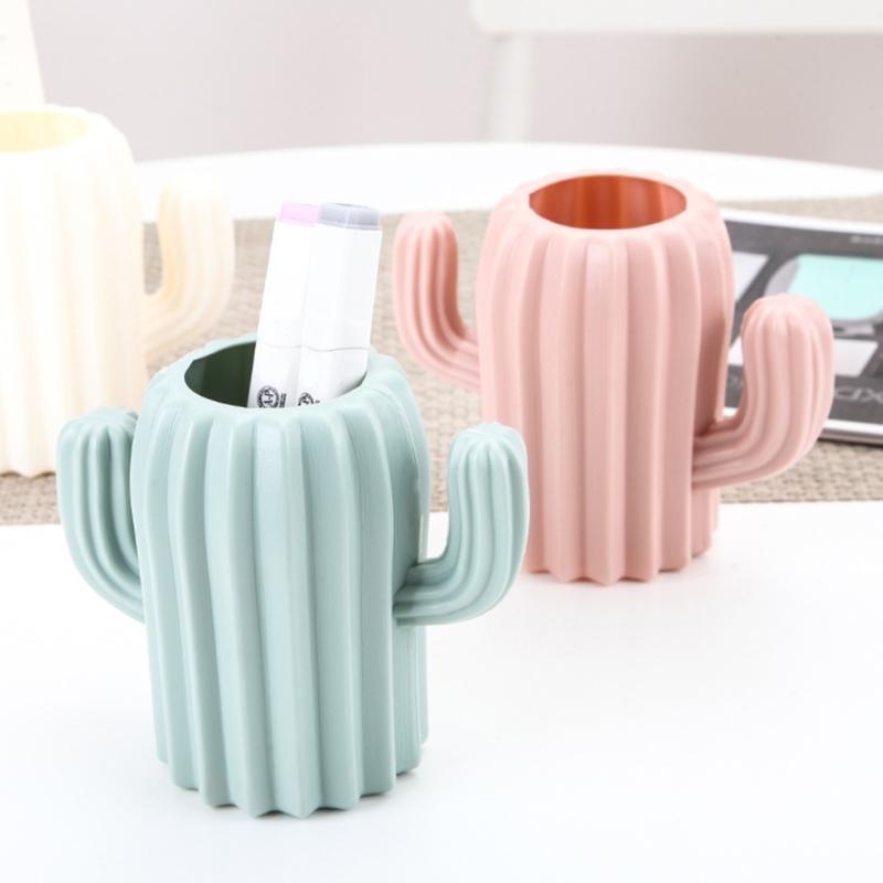 Stylish Plastic Shaped Pen Storage Box Lightweight Desktop Organizer