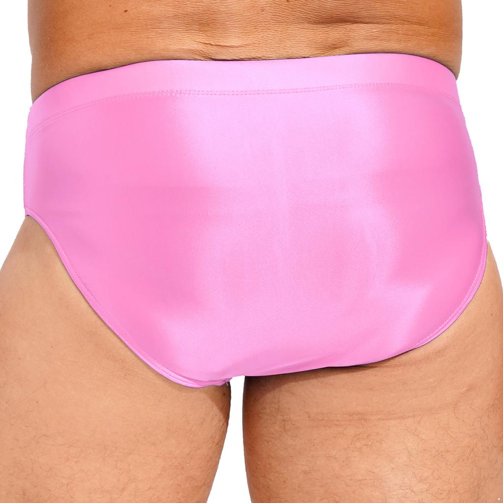 Glänzende High-Waist-Slips für Herren, einfarbig, mit elastischem Bund, Unterwäsche